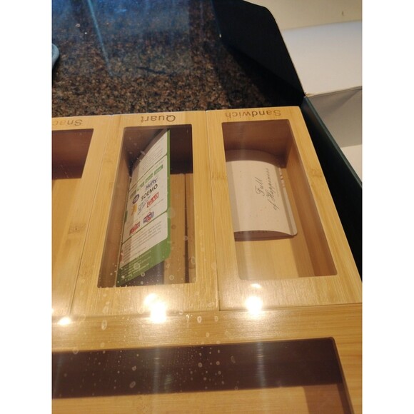 Bamboo Ziplock Storage Bag Storage Holder & Organizer Bamboo Wood kitchen decor - Picture 10 of 12